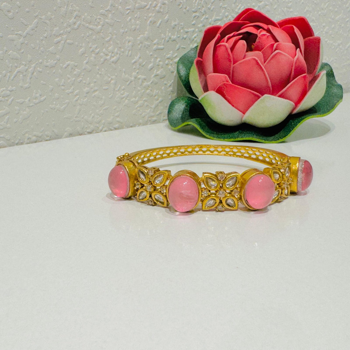 Radiant classic pink stone kada