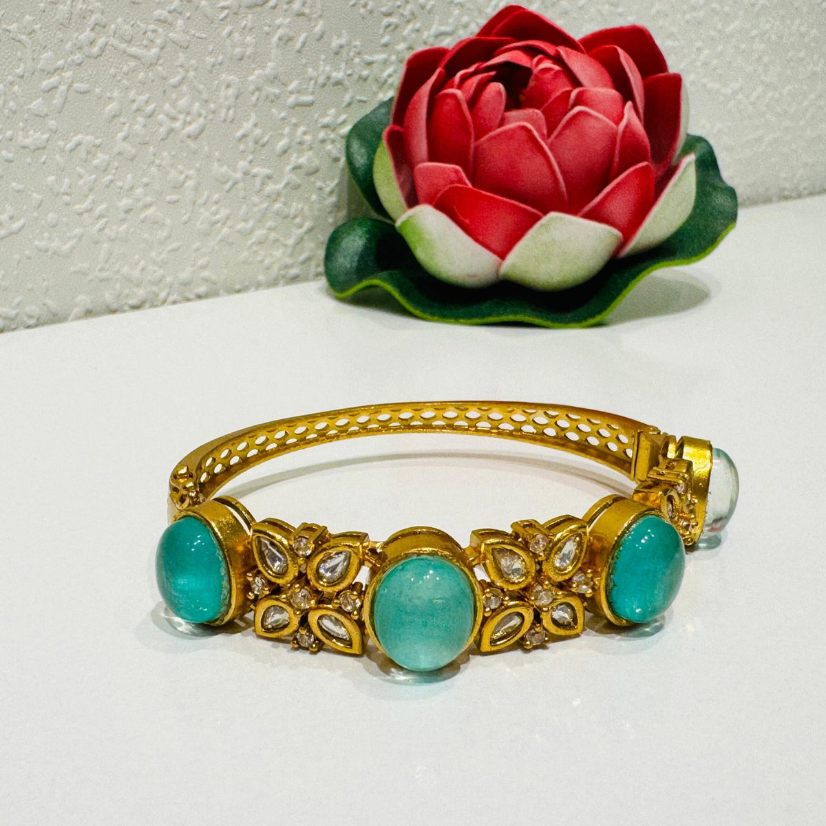 Radiant classic skyblue stone kada