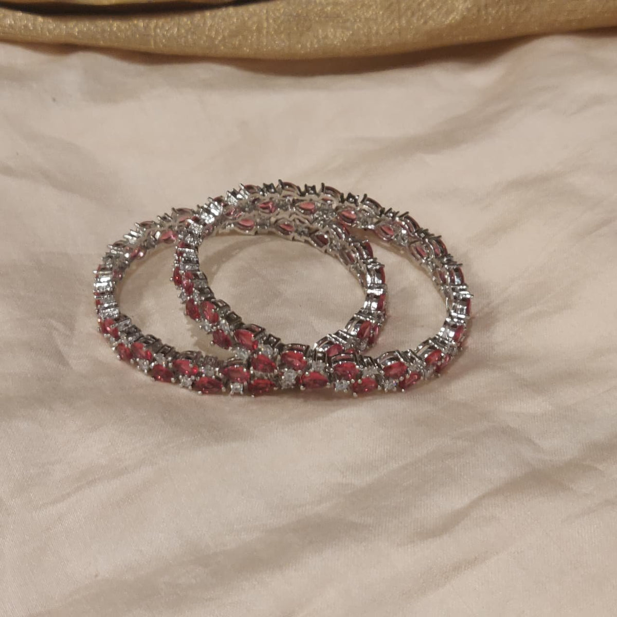 Ornate cz ruby stone bangles