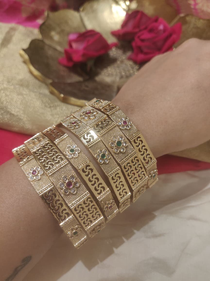 Opulent floral combo bangles set of 6