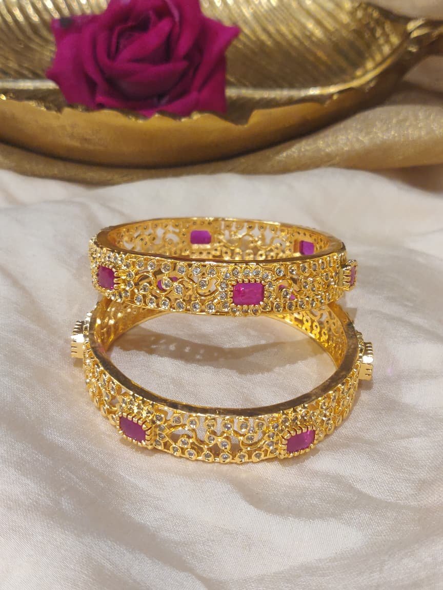 Mesmerizing ruby stone bangle set of 2