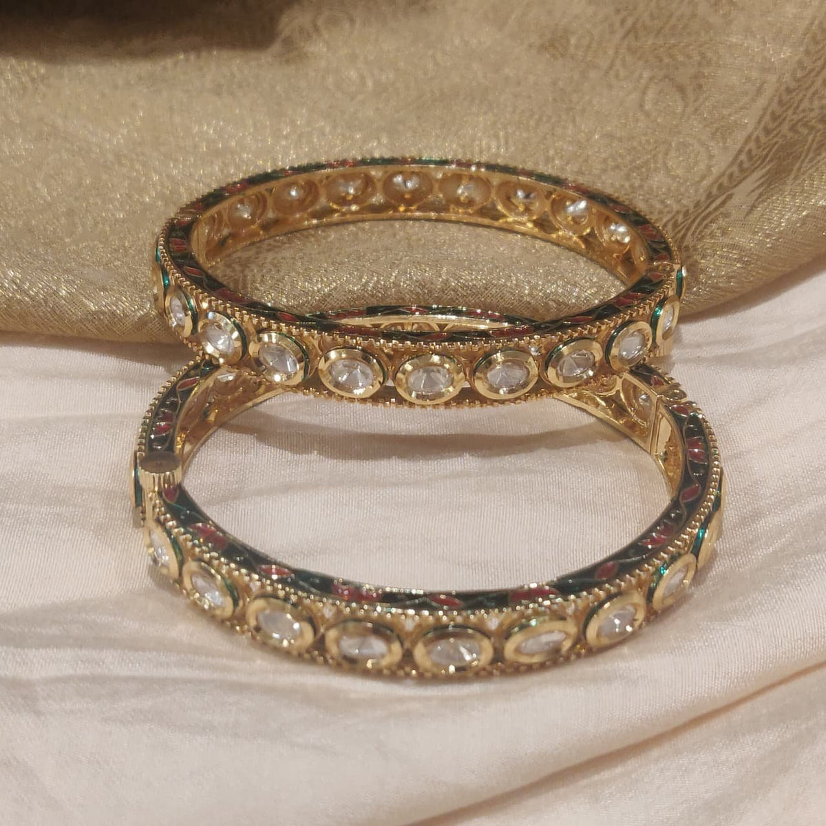 Delicate kundan stone bangles set of 2