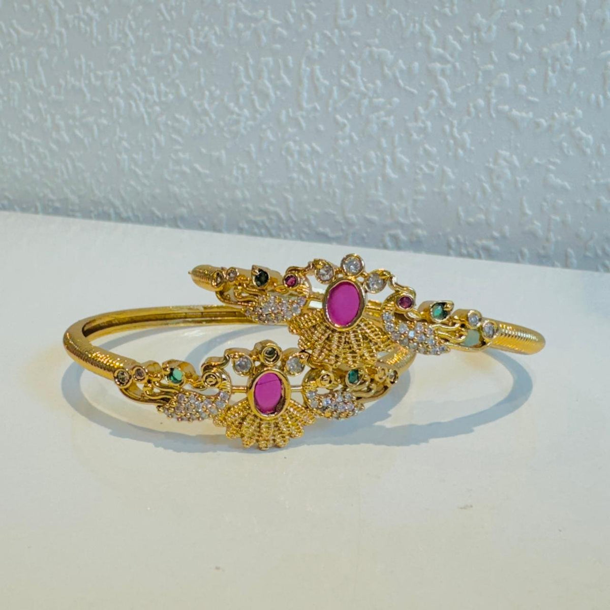 Posh ruby stone peacock kada