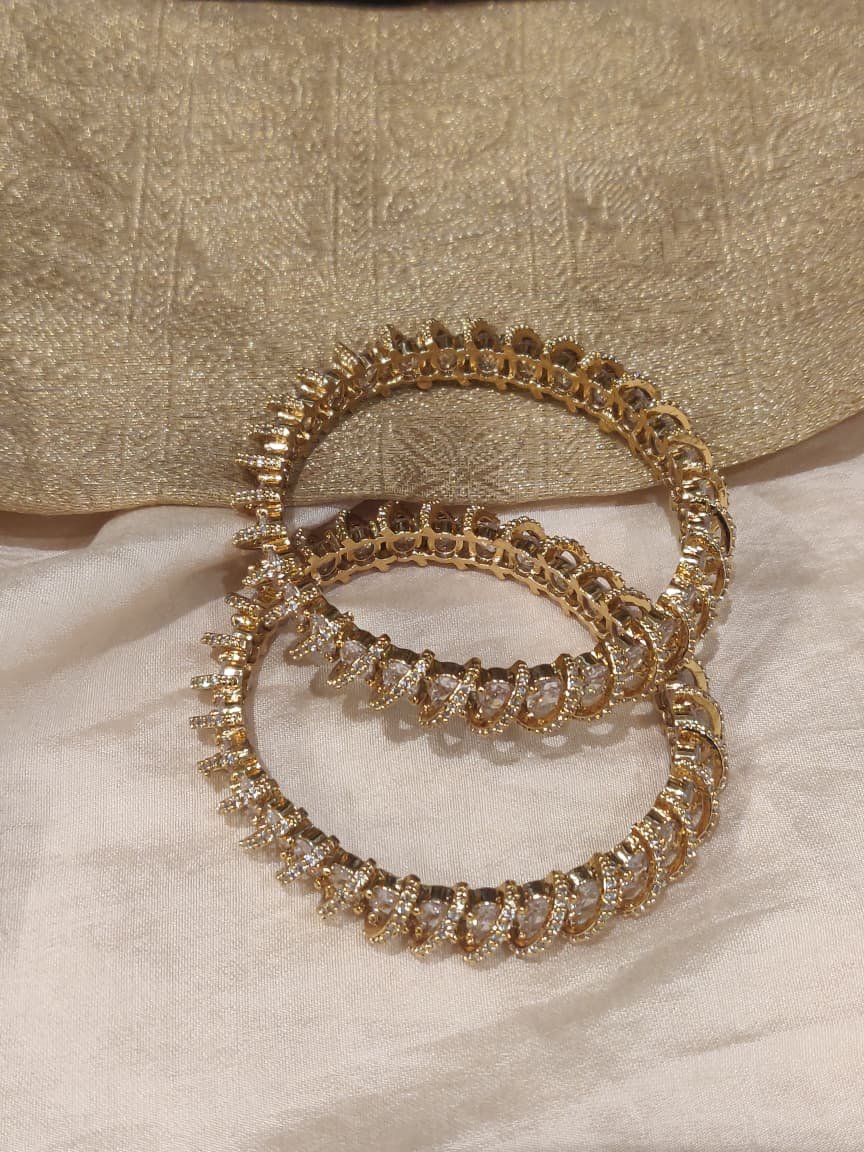Opulent crystal stone bangles set of 2
