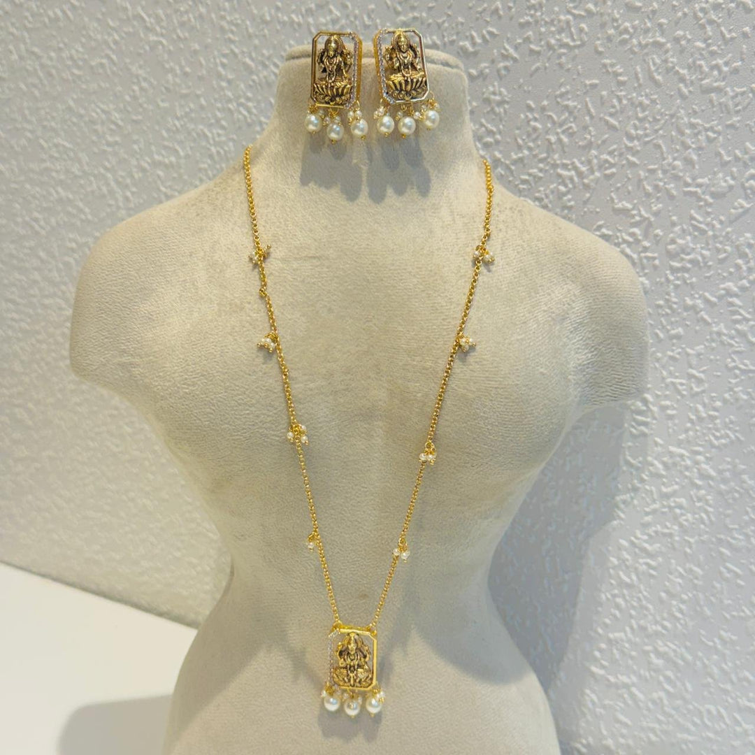 Enchanting Golden Lakshmi Chain With White Pearl