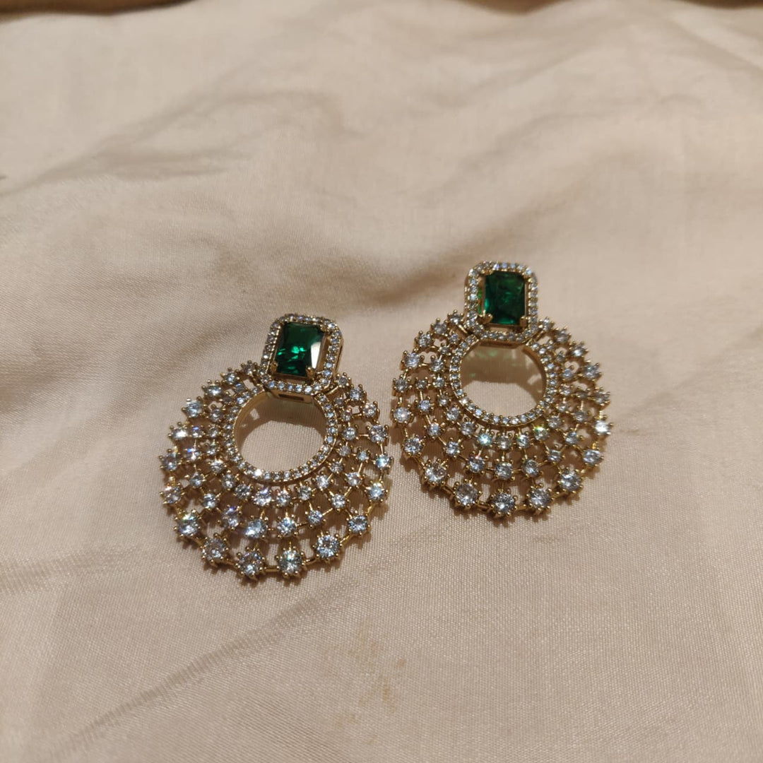 Opulent Green Droplet AD Stone Earrings