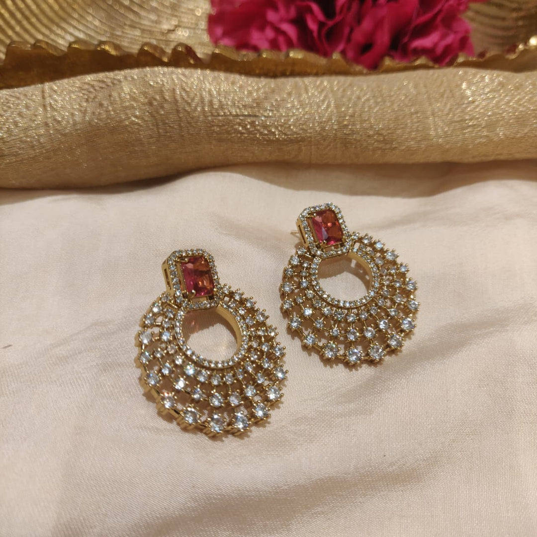 Opulent Ruby Droplet AD Stone Earrings