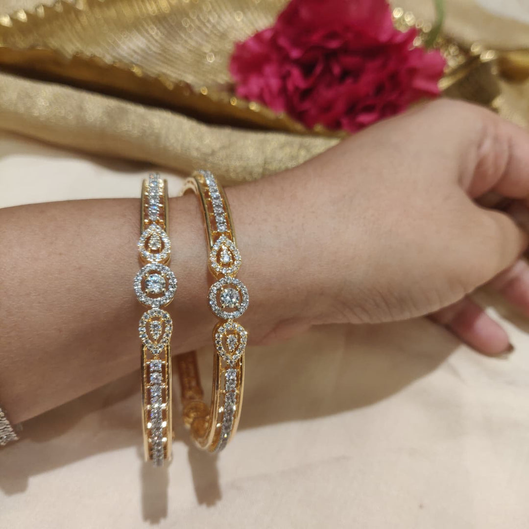 Majestic Golden AD Stone Bangles set of 2