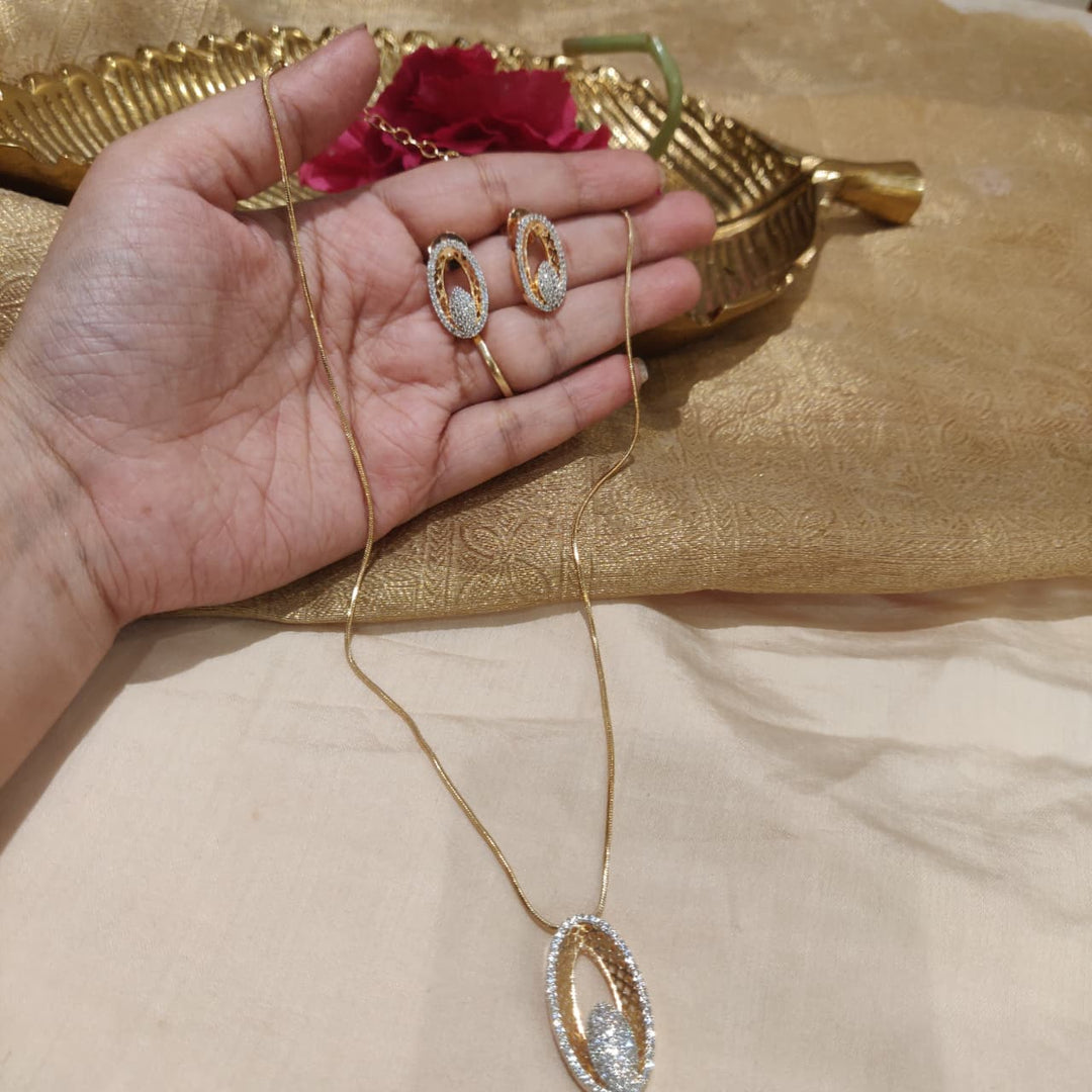 Refined CZ Pendant Golden Chain