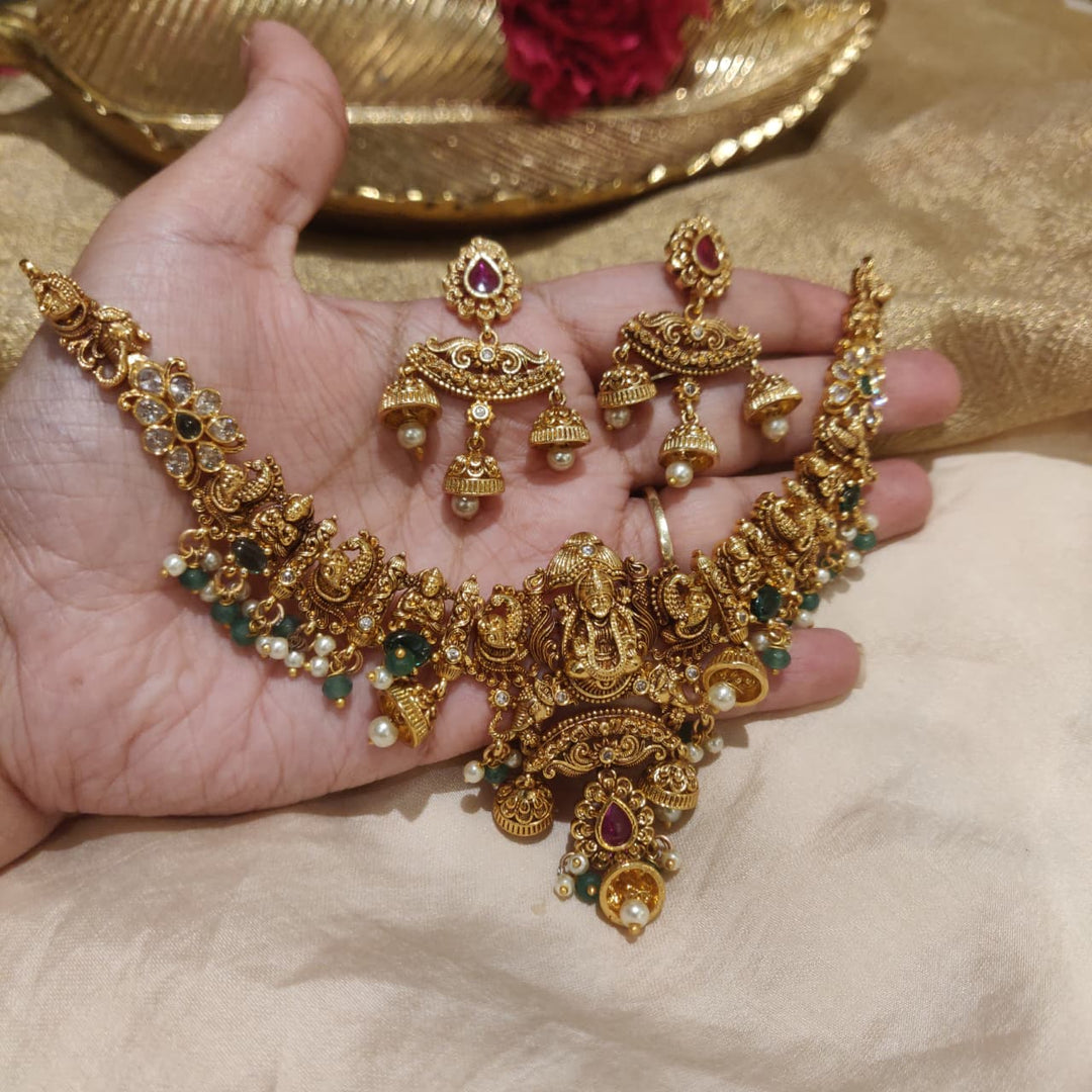 Regal Peacock Temple Necklace