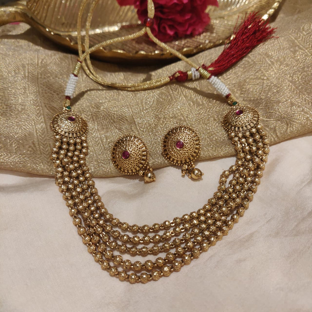 Lustrous 5 Layer Rajwadi Layer Necklace