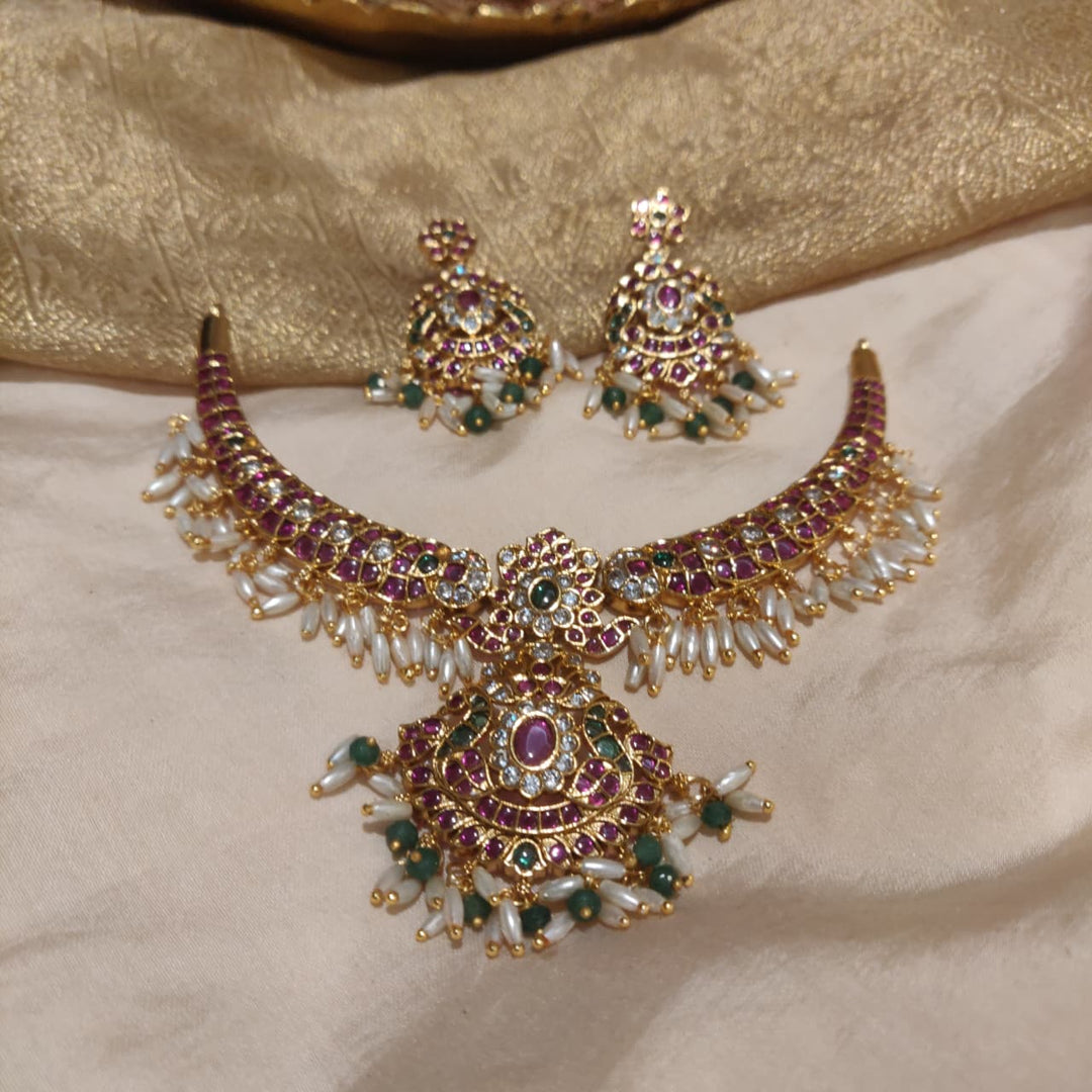 Bespoke Jadau Stone Necklace with Ricepearl
