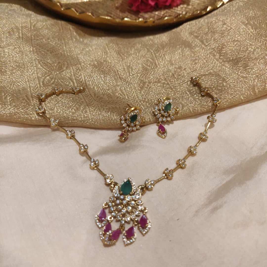 Radiant Floral AD Stone Short Necklace