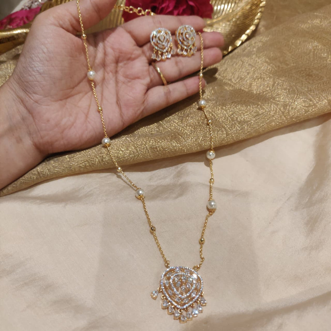 Sought Plear Chain with Floral AD Pendant