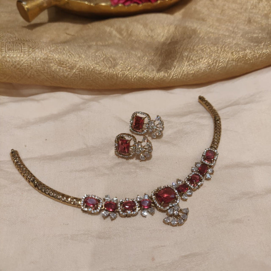 Opulent Ruby AD Stone Short Necklace