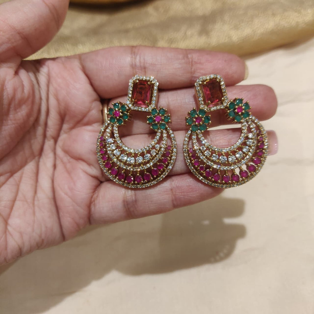 Iconic Floral AD Stones Ruby Earring