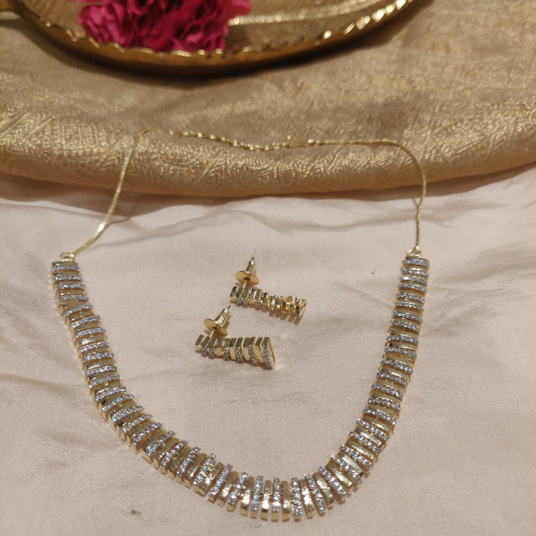 Sought Golden AD Stone Necklace