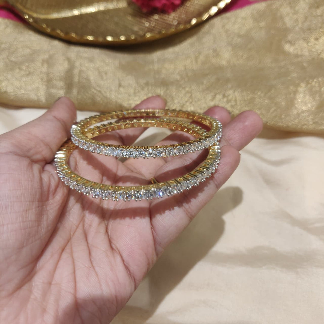 Divine AD Stone Golden Bangles set of 2