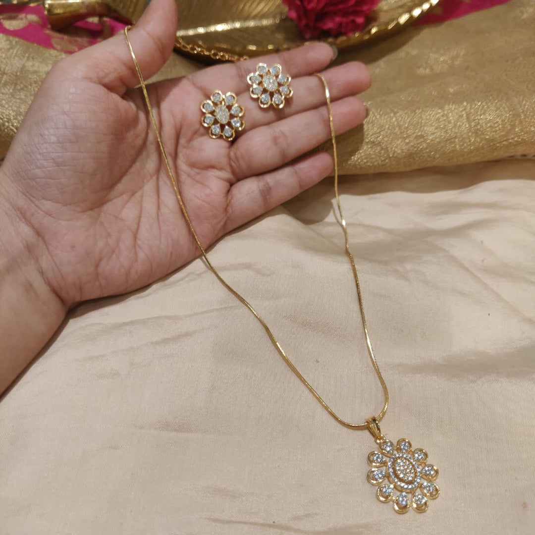 Alluring Floral AD Stone Golden Chain