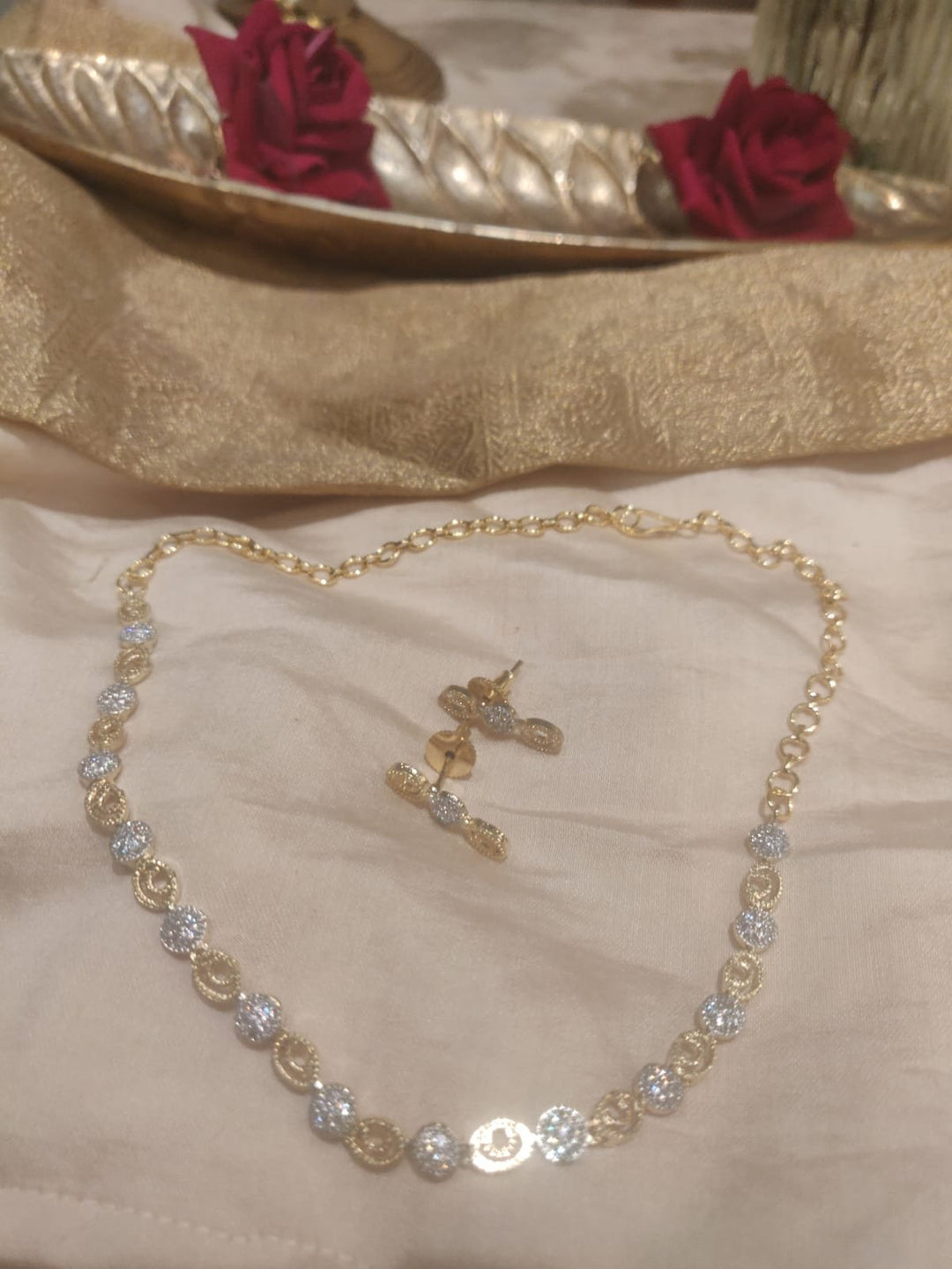 Radiant CZ Golden Short Necklace