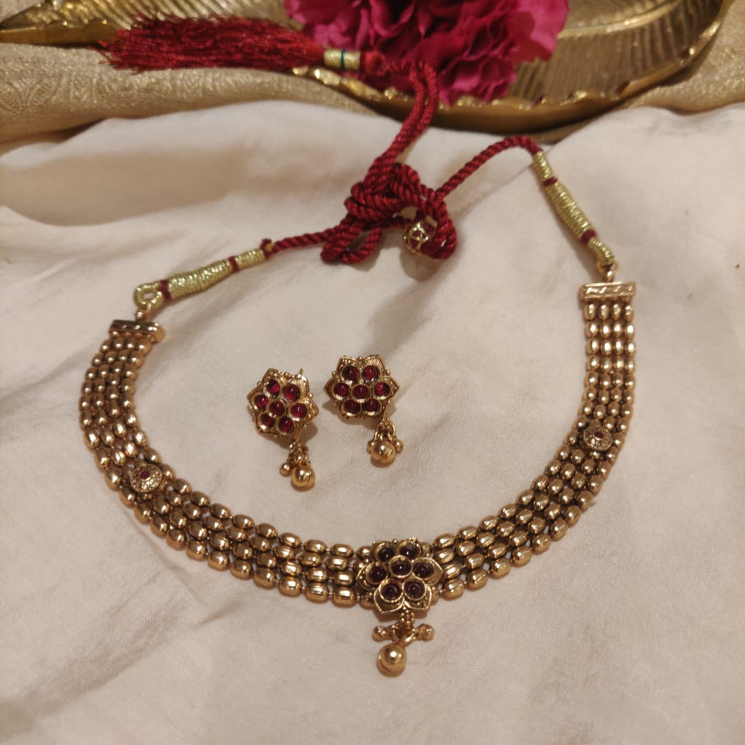 Posh Red AD Stone Bridal Necklace