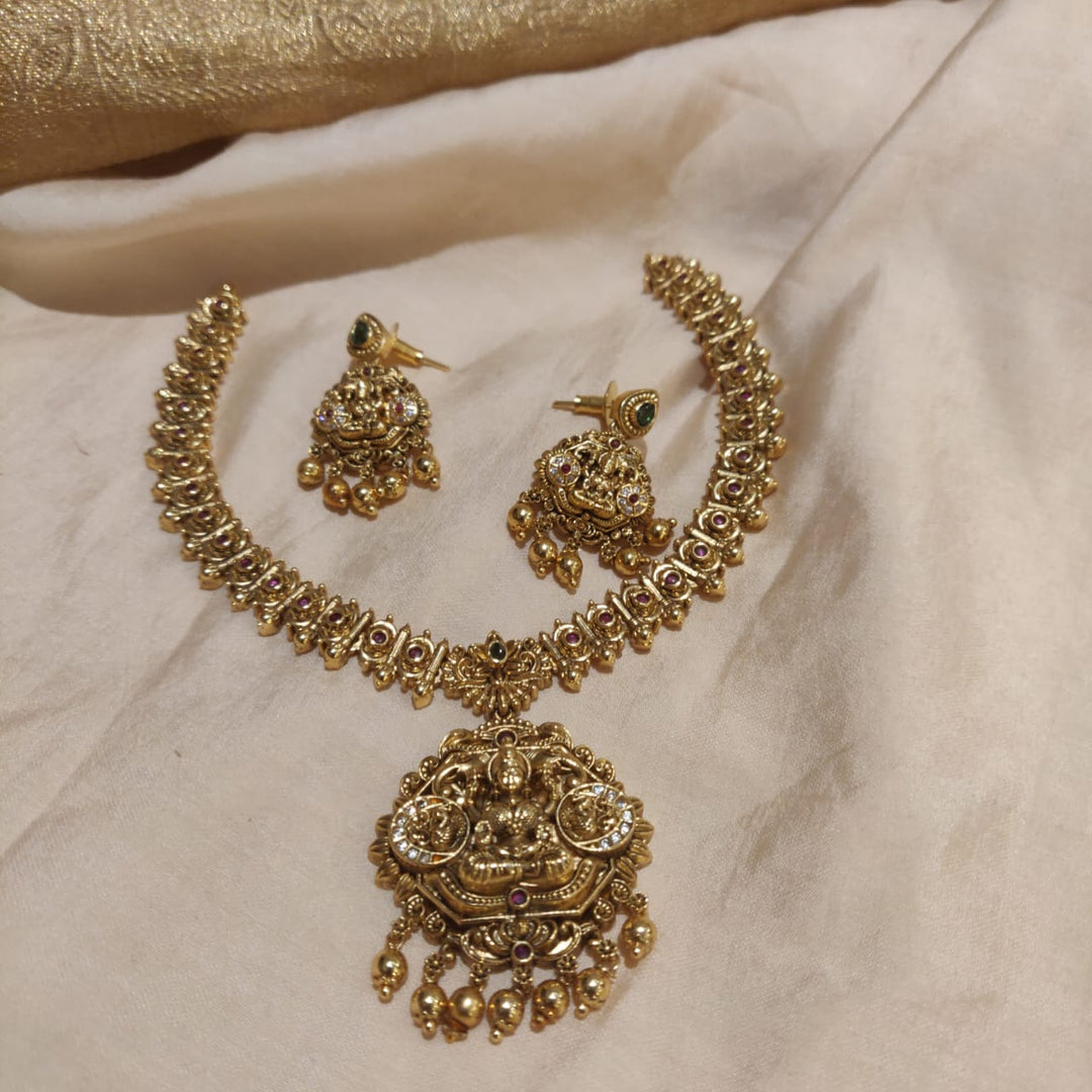 Artisanal Lakshmi Golden Beads Necklace