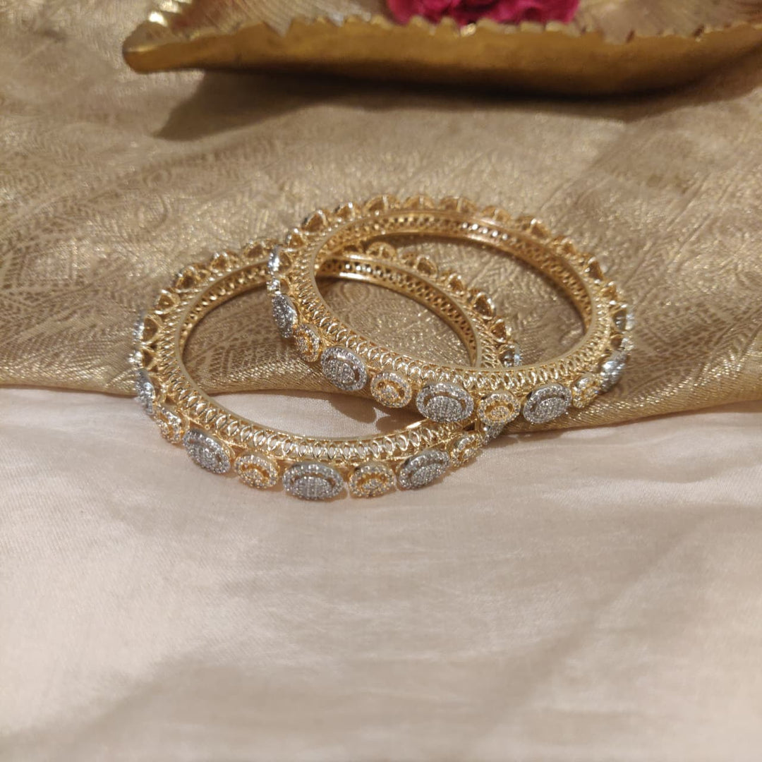 Elegant Golden CZ Bangles set of 2