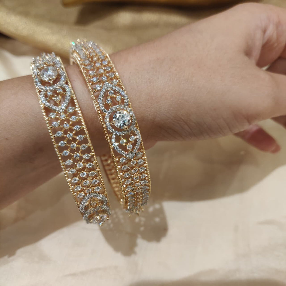 Fashionable AD Stone Golden Bangle