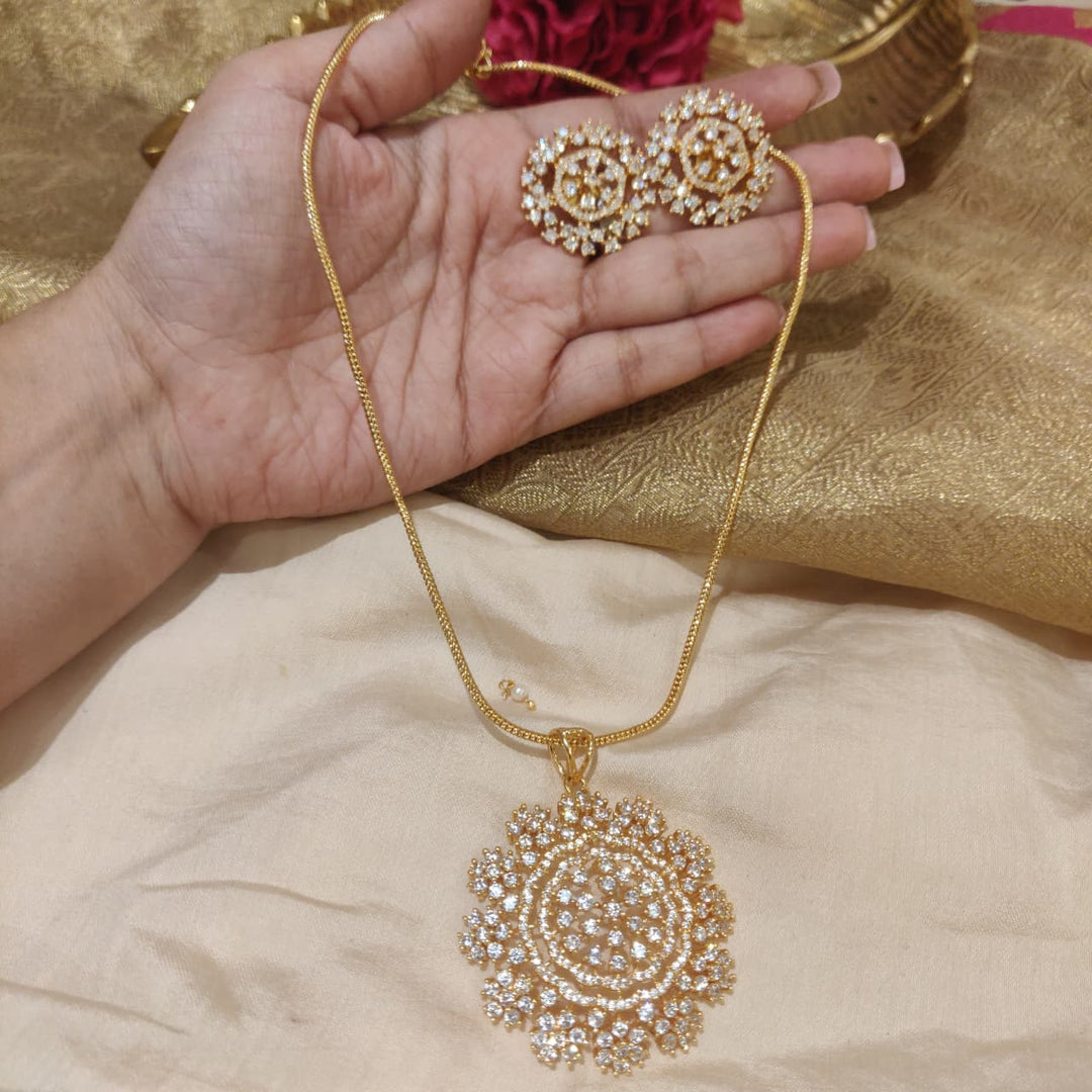 Dazzling AD Stone Floral Golden Chain