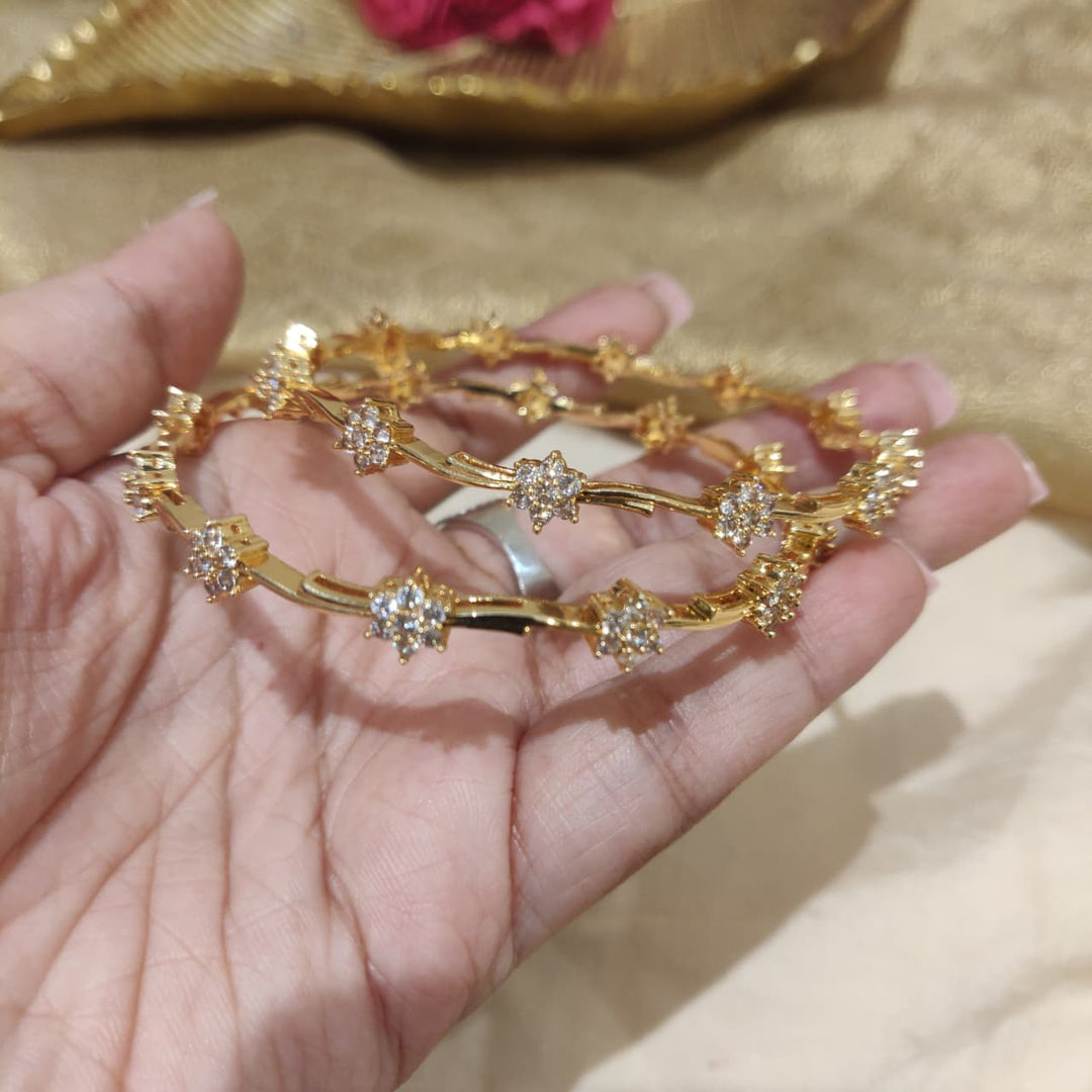 Ornate AD Stone Star Bangles set of 2