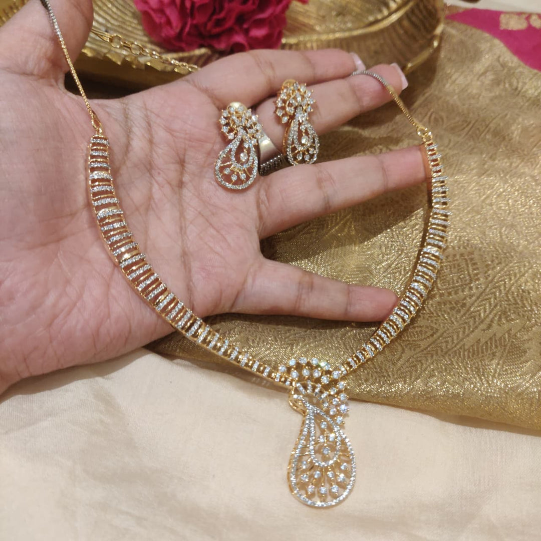 Regal Golden AD Stone Necklace