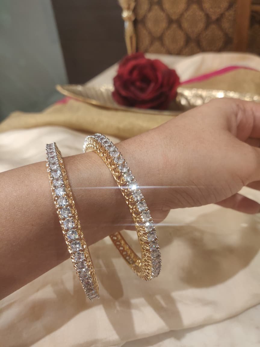 Opulent crystal ad stone bangles set of 2