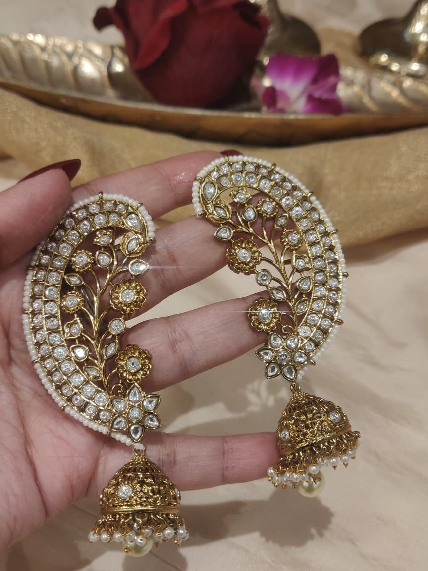 Exquisite Crystal Stone leafy jhumka