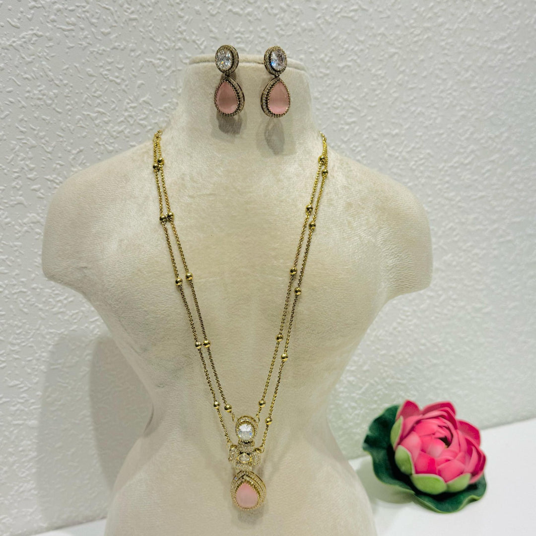 Floral design pink 2-layer chain