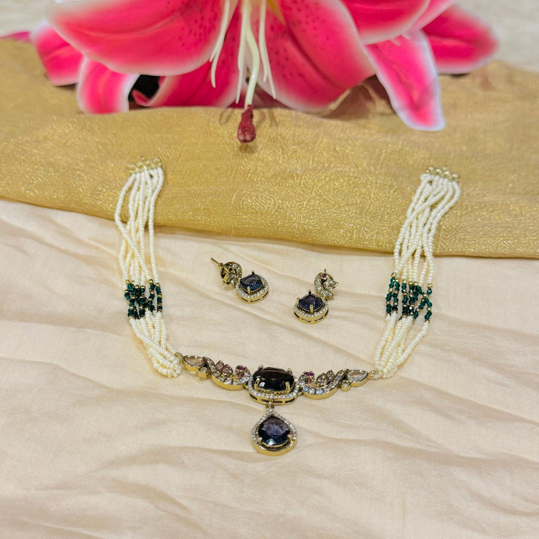 Purple layer moti choker