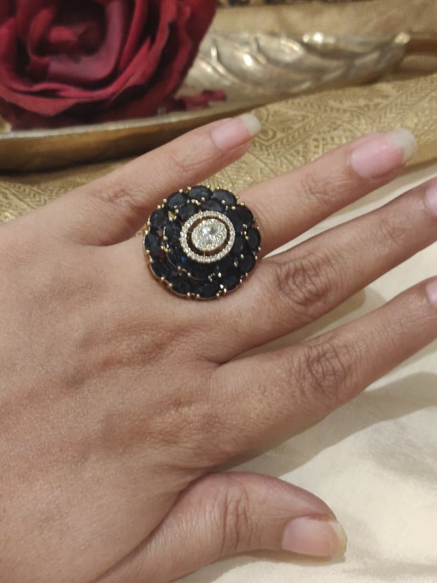 Elegant Floral Purple Stone Ring