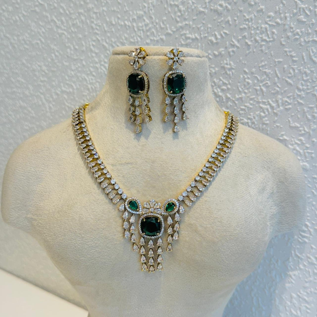 Refined Green AD Stone Droplet Necklace