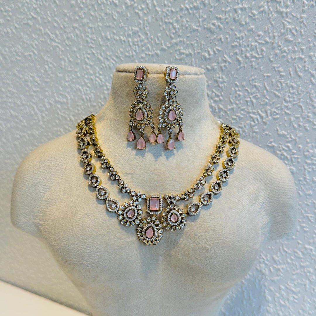 Opulent 2 Layer Pink Stone Necklace
