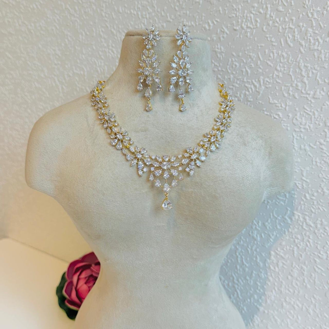 Glittering Floral CZ Necklace