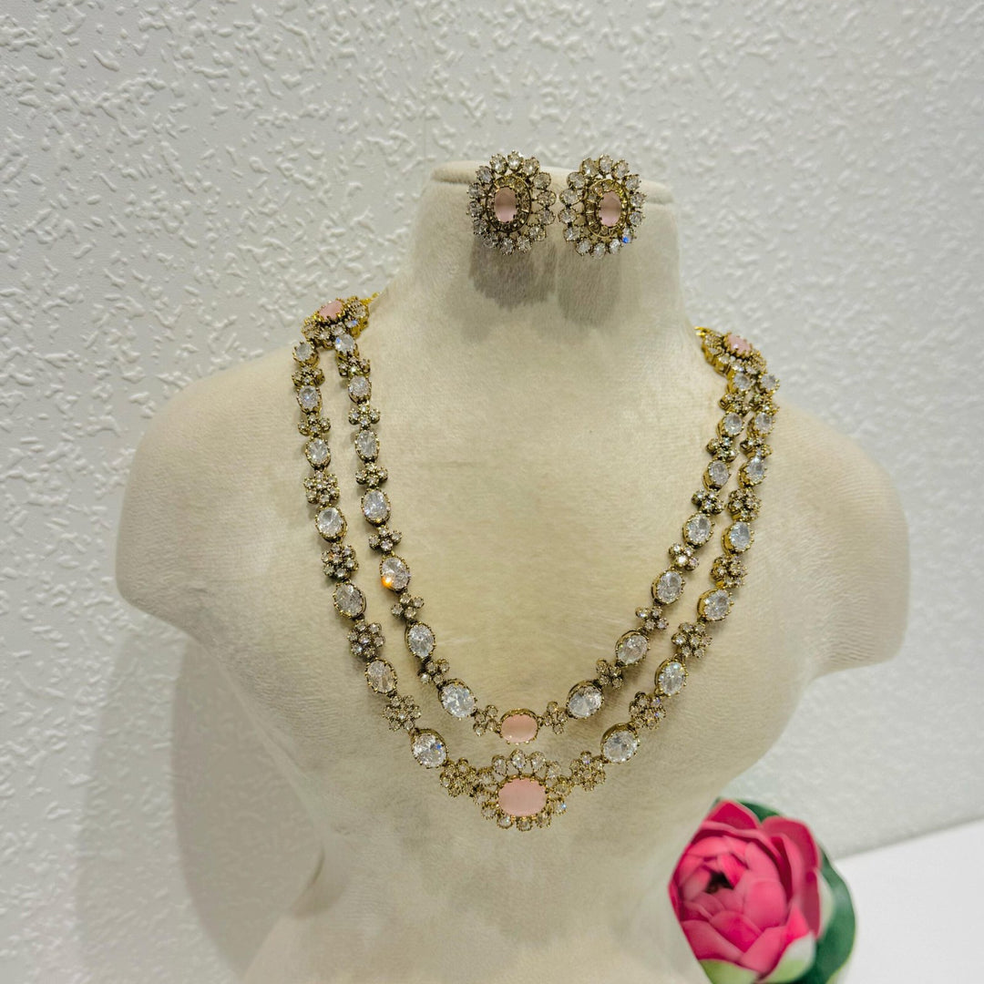 pink stone bridal necklace