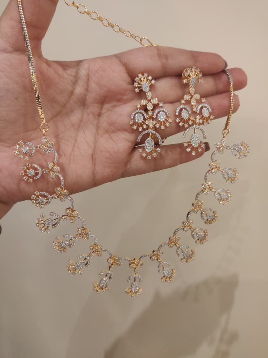 Ethereal Golden CZ Droplet Necklace