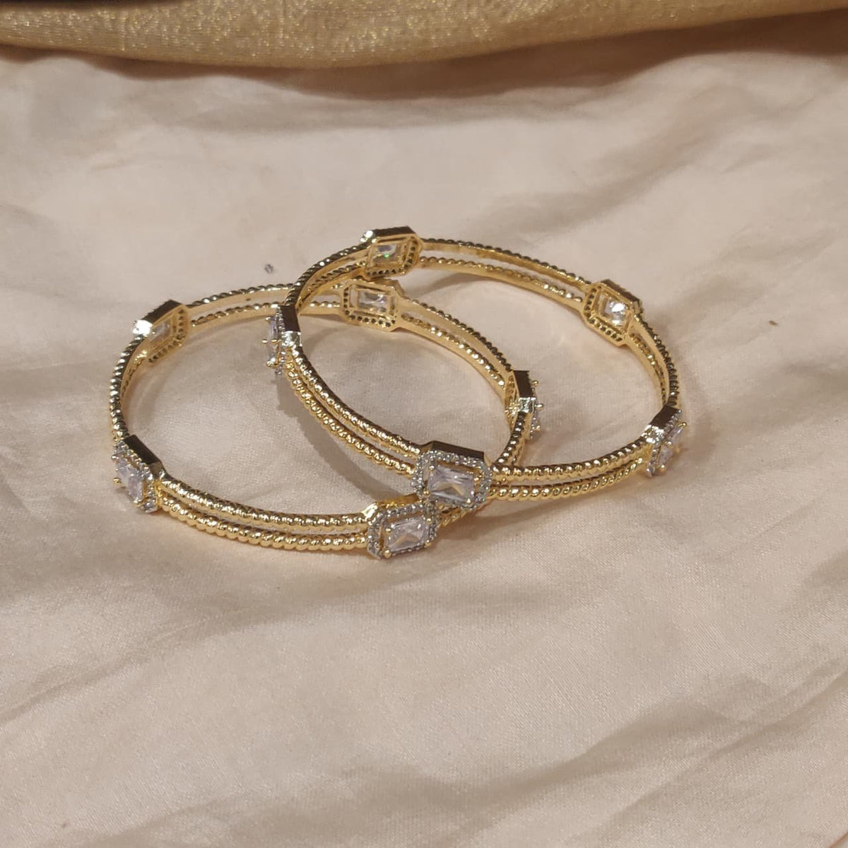 Divine crystal stone kada set of 2