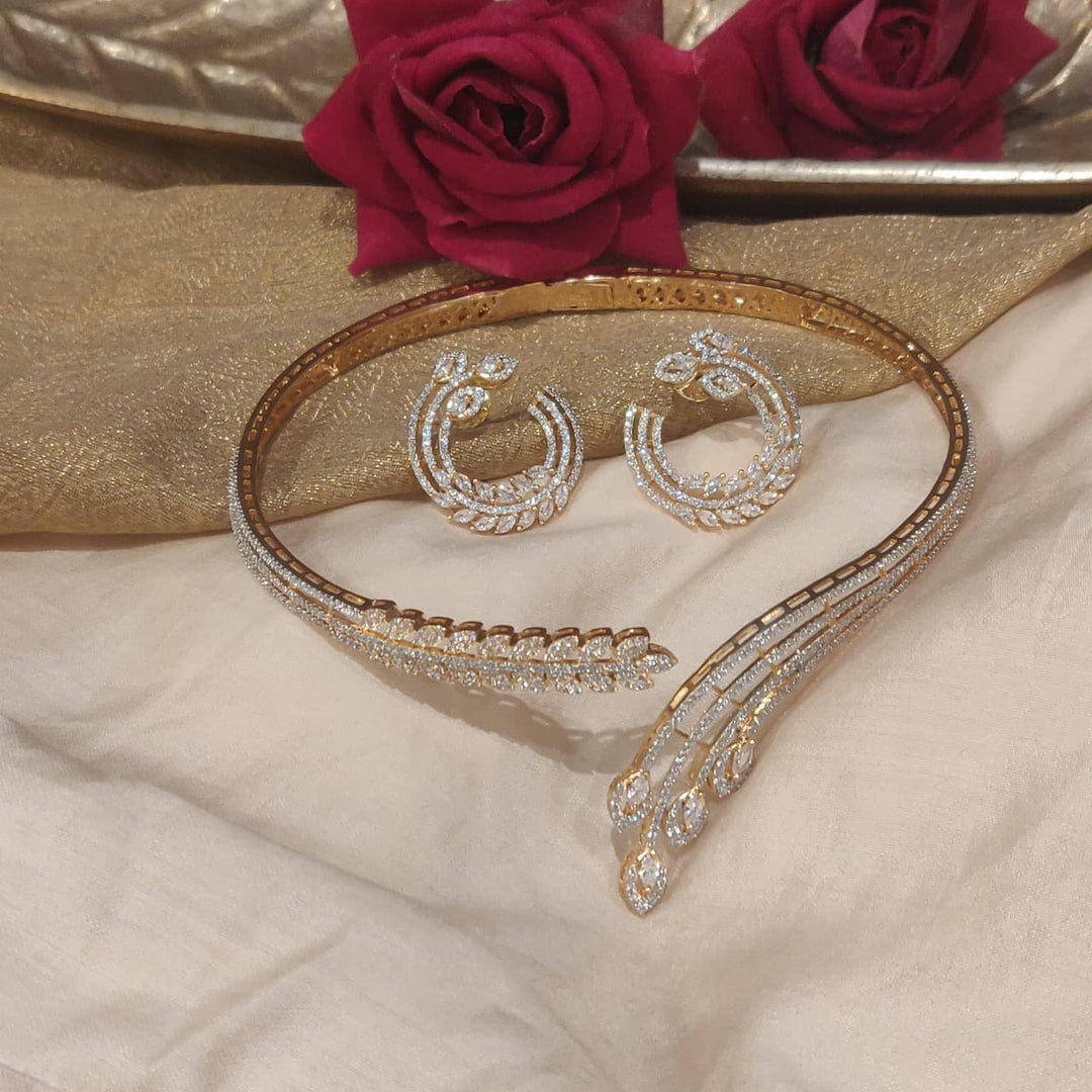 Elegant Leaf CZ Necklace