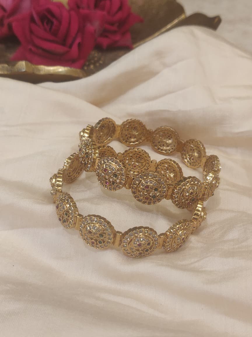 Timeless Round Peacock Bangles Set of 2