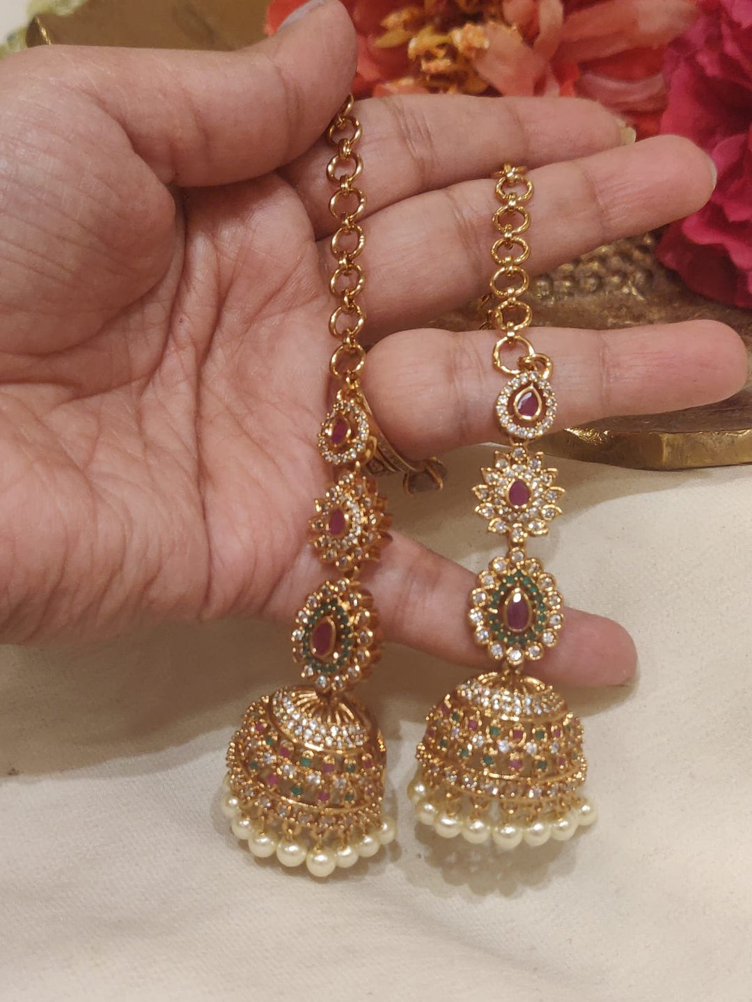 Alluring kemp Art Bridal Chain Earrings Long