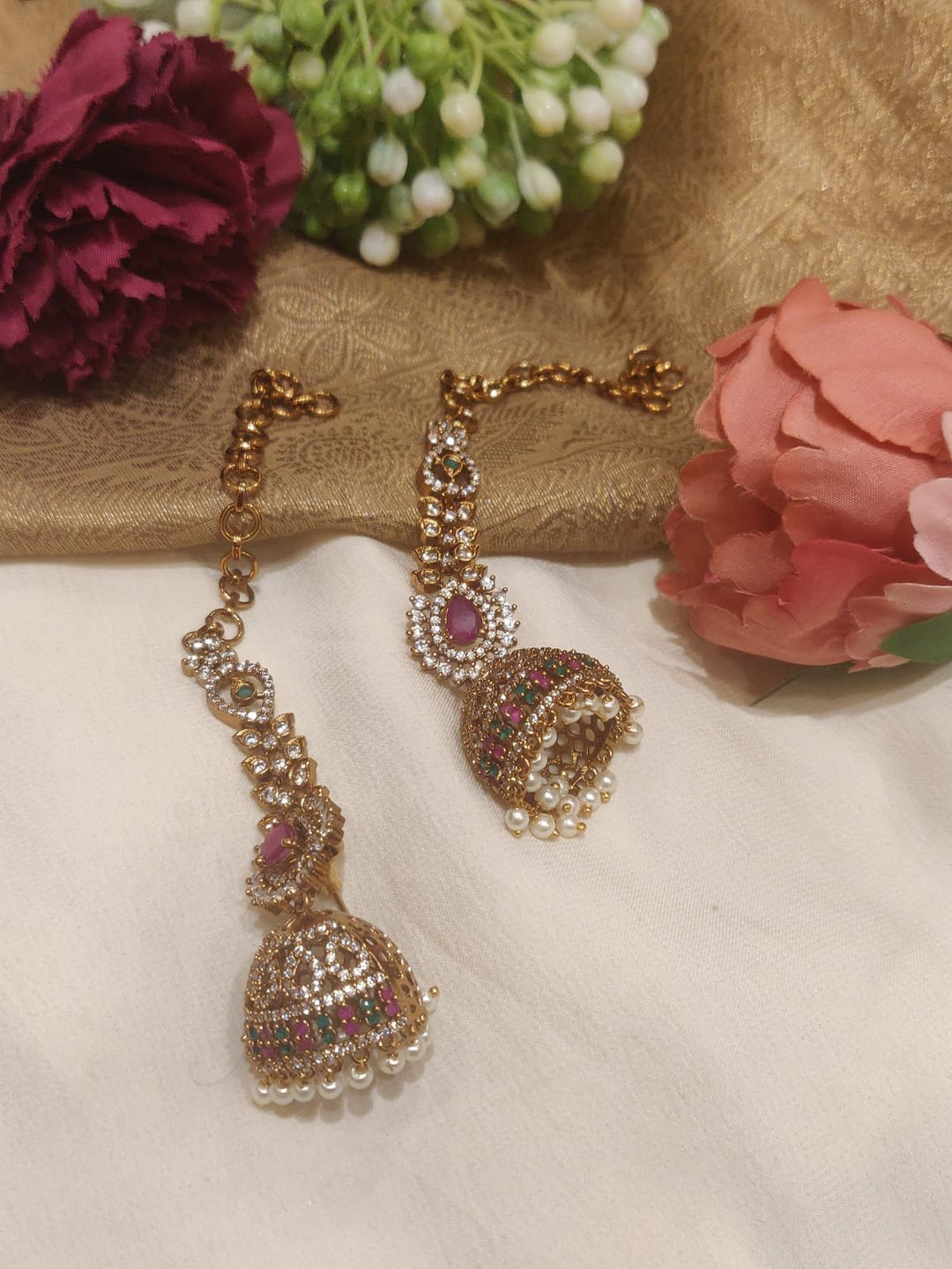 Divine AD Finish Red Stone Long Earring
