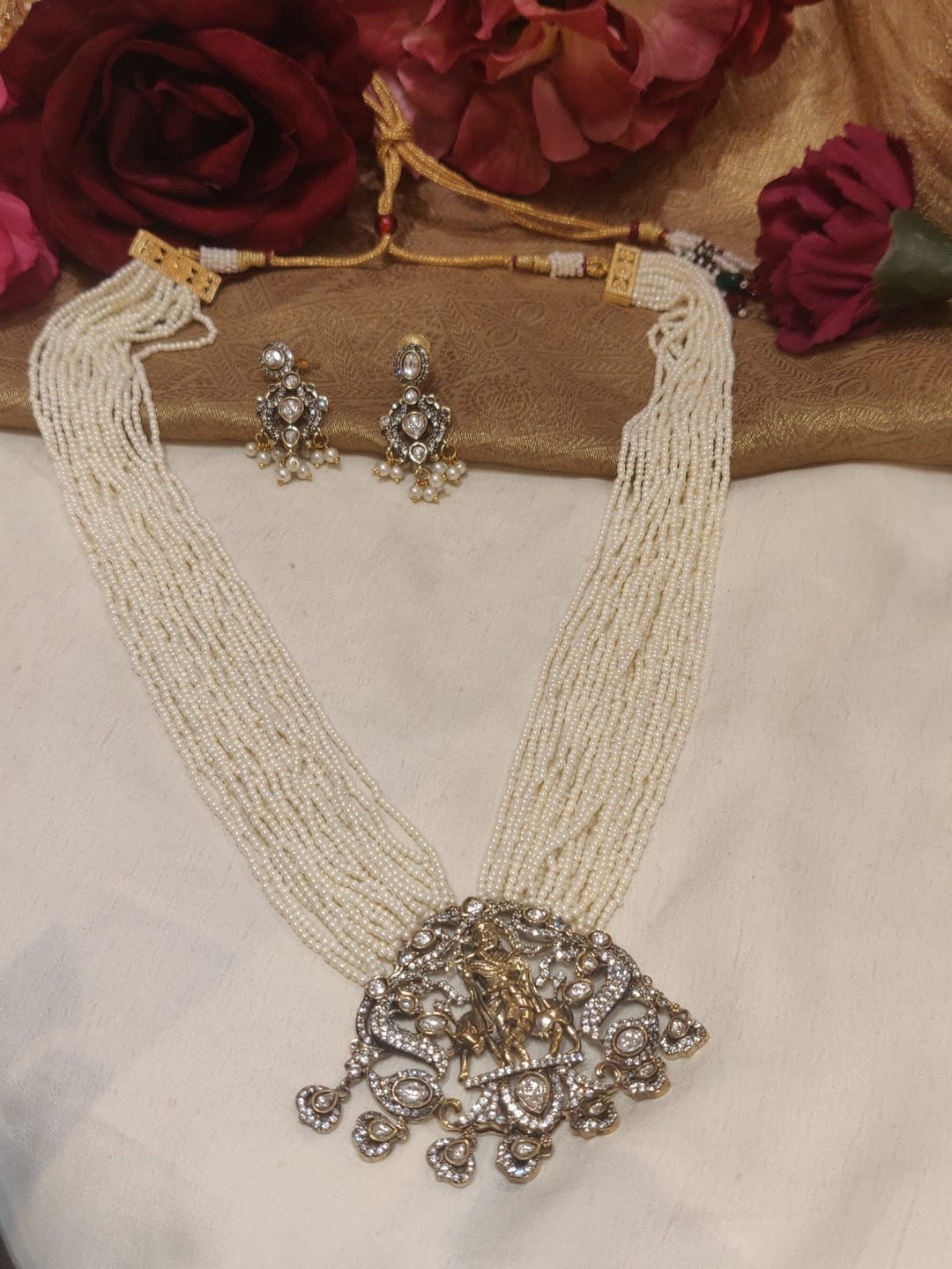 Mesmerizing Krishna Pendant Crystal Stone Handcrafted Long Mala