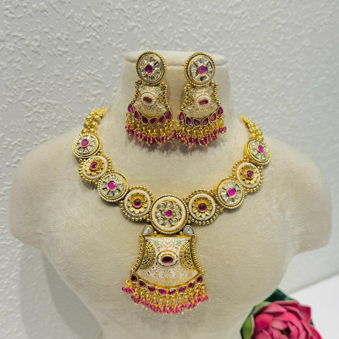 Floral ruby golden bridal choker