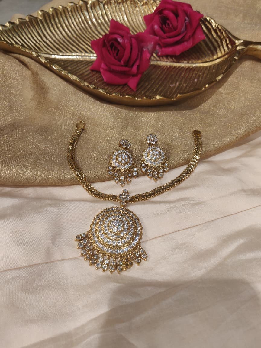 Sparkling Crystal Stone Droplet Necklace