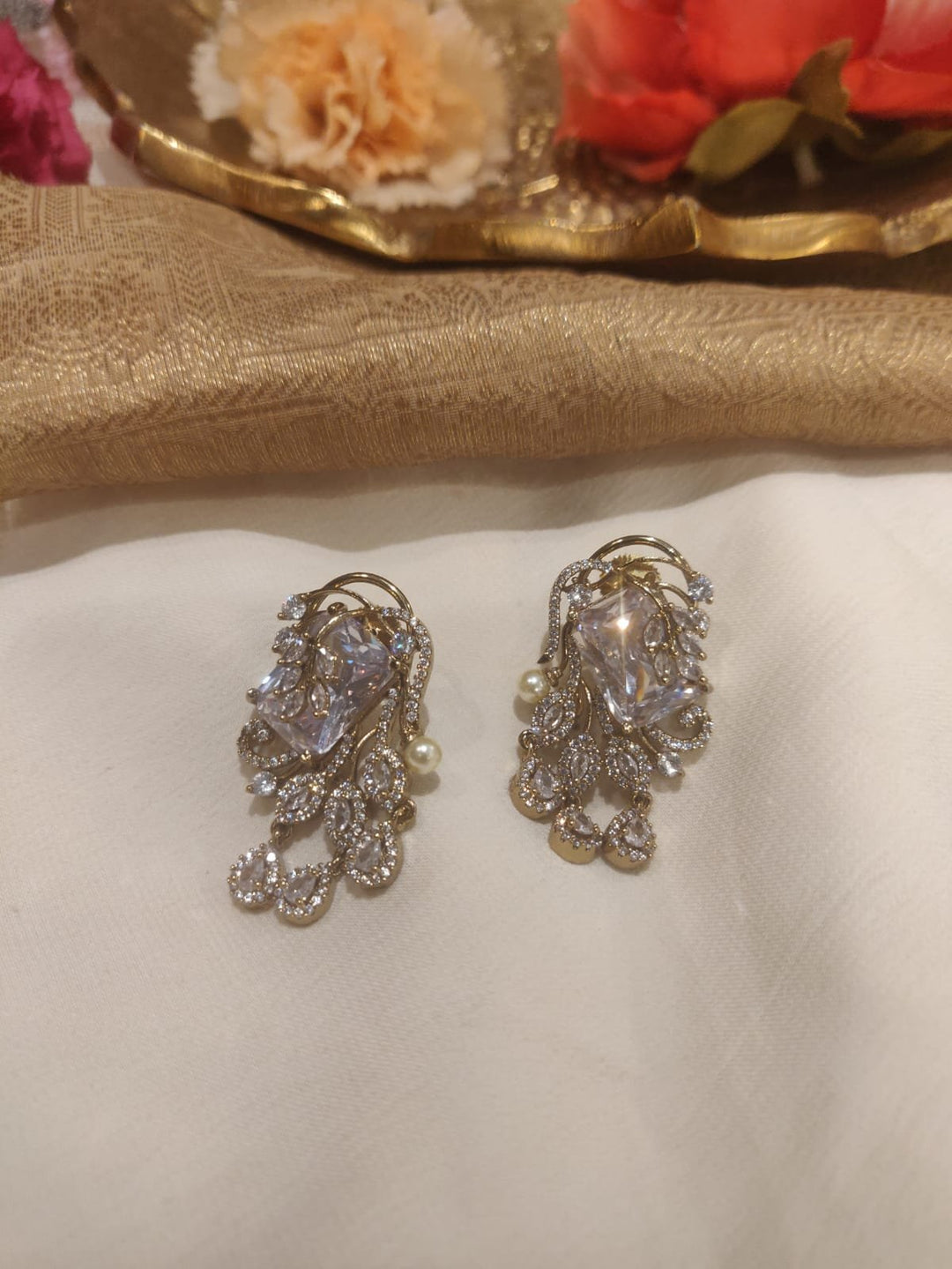 Radiant Crystal Leaf Earring
